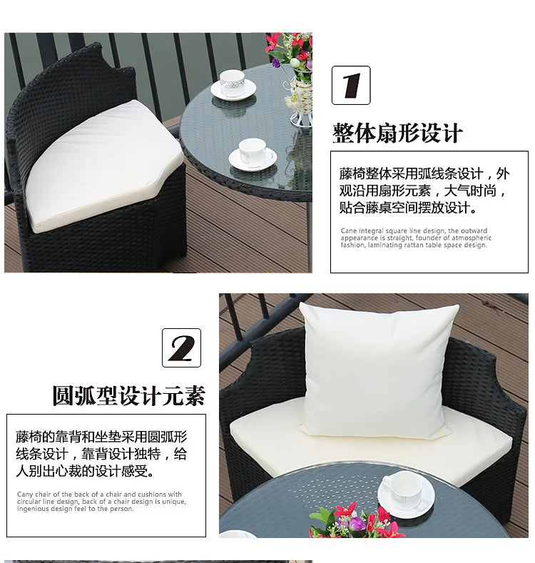 Outdoor leisure courtyard rattan chair five-piece combination outdoor villa open-air balcony creative storage home back chair