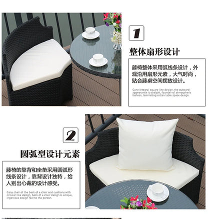 Outdoor leisure courtyard rattan chair five-piece combination outdoor villa open-air balcony creative storage home back chair