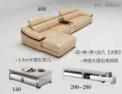 Genuine leather sofa head layer cowhide small unit,simple and modern functional, fashionable leather sofa combination decoration