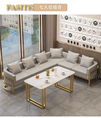 Linlamim Fabric Sofa Set Furniture Living Room Sofa Set with Desk and Stools / Big U Shape Cloth Couch Sofas for Home Furniture