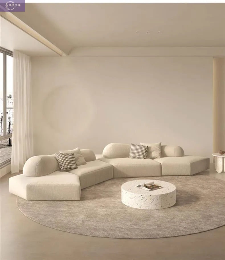 Fabric Sofa Combination Villa Large Apartment Sitting Italian Rock Irregular Special-shaped Large Flat Edta Double-sided