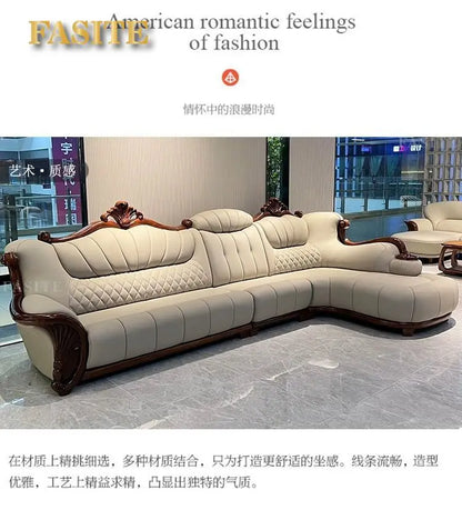 European leather sofa first floor living room villa luxury ebony small apartment