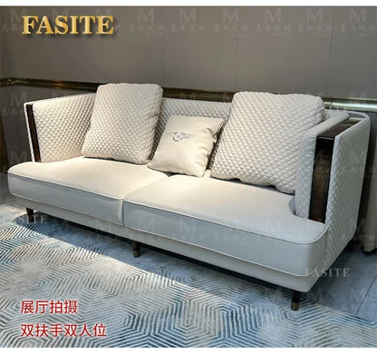 Italian light luxury leather sofa combination