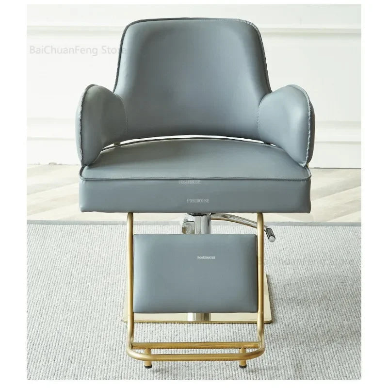 Simple Stainless Steel Barber Chairs Professional Salon Furniture Beauty Salon Chair Home Liftable Rotating Hairdressing Chair