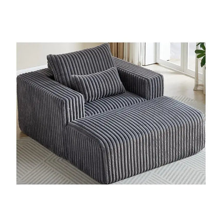 62.5-Inch Corduroy Sponge Sofa Lounge Chair with Removable Footrest, Fluffy Modern Sleeper Chair for Living Room and Bedroom,