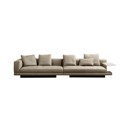 Italian minimalist leather sofa, light luxury size and size, in-line three-seat first-floor cowhide living room furniture