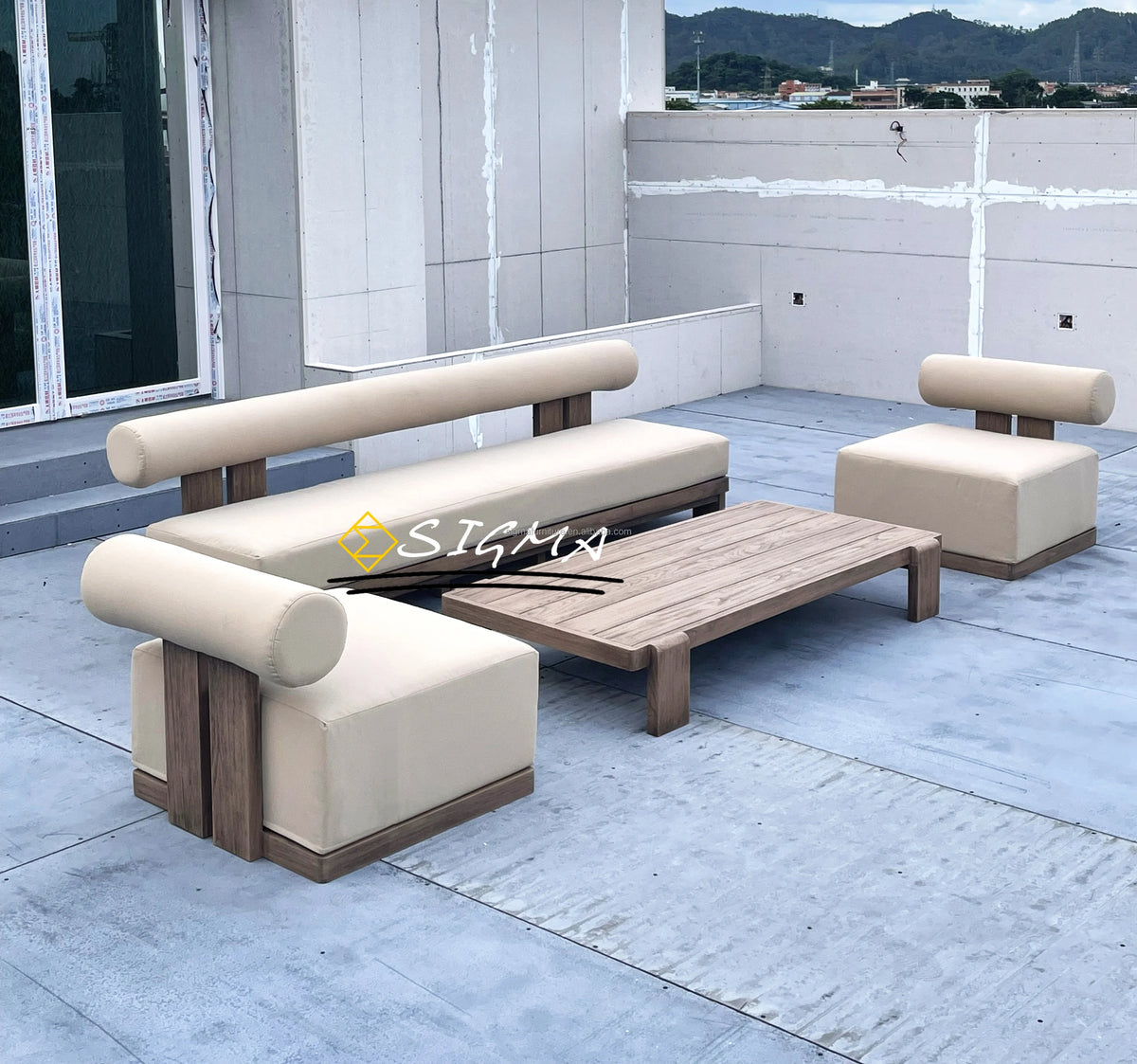 Sigma Designer Aluminum Furniture with Cushions Sofa Set Living Room Garden Patio Hotel Sectional Outdoor Sofa