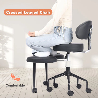 Cross Leg Chair - Meditation Chair with Wheels, ADHD Chair, Height Adjustable Seat, Adjustable Footstool