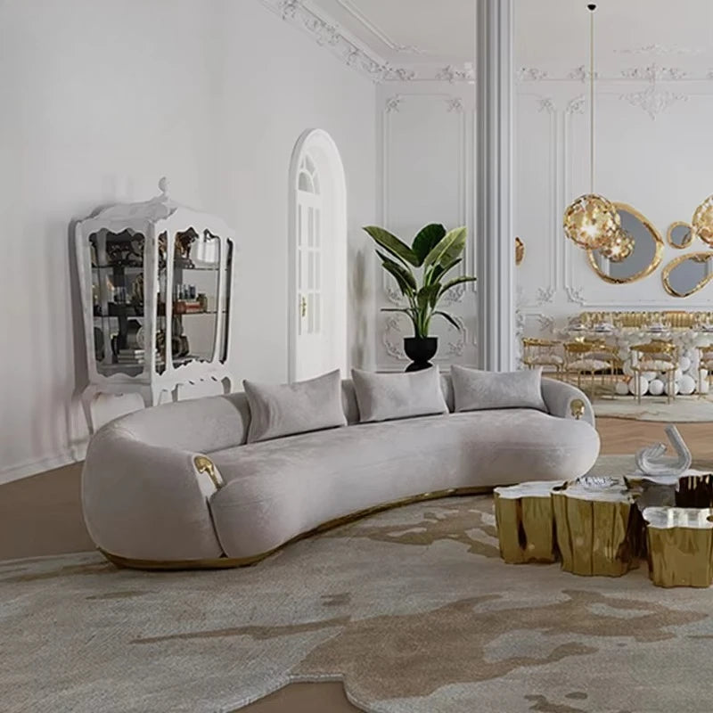 High Quality Living Room Furniture Modern Minimalist Sofa Cama Leather Large Curved Couch Sofa for Villa Sofas De Salon