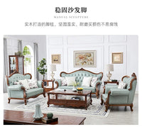 LXAmerican leather sofa all solid wood combination living room European double triple sofaSSS