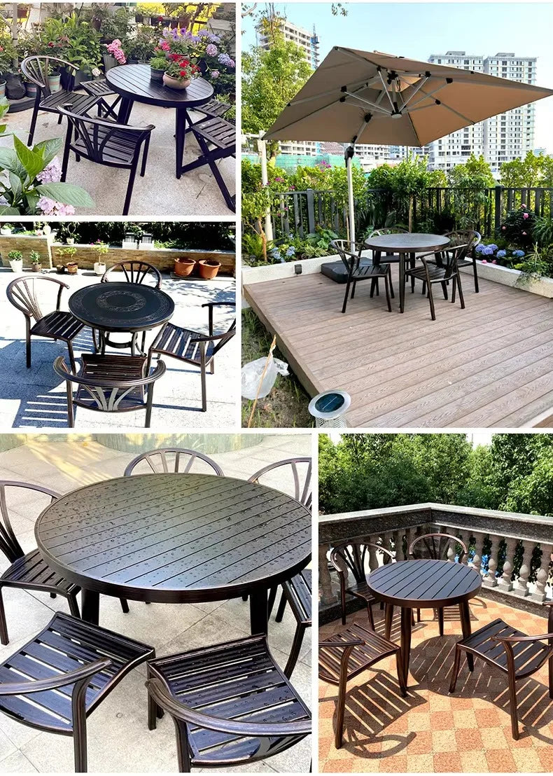 Cast Aluminum Outdoor Chairs Set of 2 Bistro Chairs Waterproof and Sun Resistant Patio Dinning Chairs Garden Chair Furniture