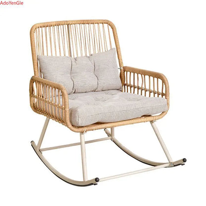Rattan woven rocking chair Home leisure creative nap balcony adult living room modern garden handmade lounge chair