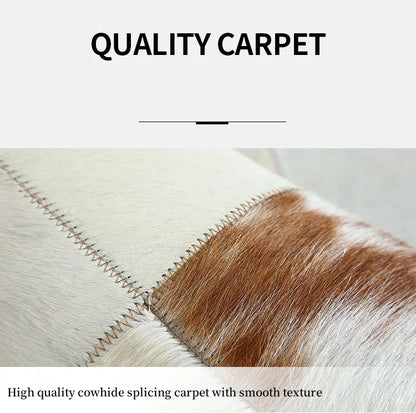 Modern Premium Cowhide Splicing Bedroom Carpet Home Docor Rugs For Living Room Natural White Plaid Floor Mat Customized Size Rug