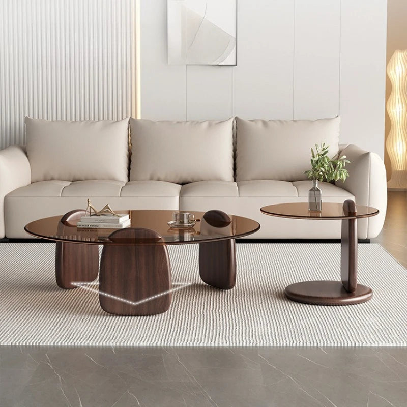 Table à thé, salon, petite maison, style italien, table à thé simple et moderne, table à thé créative en verre à combinaison circulaire