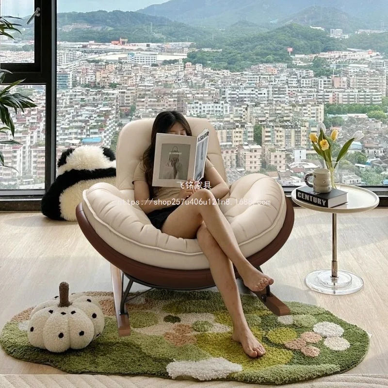 Lazy Sofa Rocking Chair Bedroom Lounge Chair Carefree Adult Living Room Single Balcony Leisure Rocking Chair Recliner Chairs
