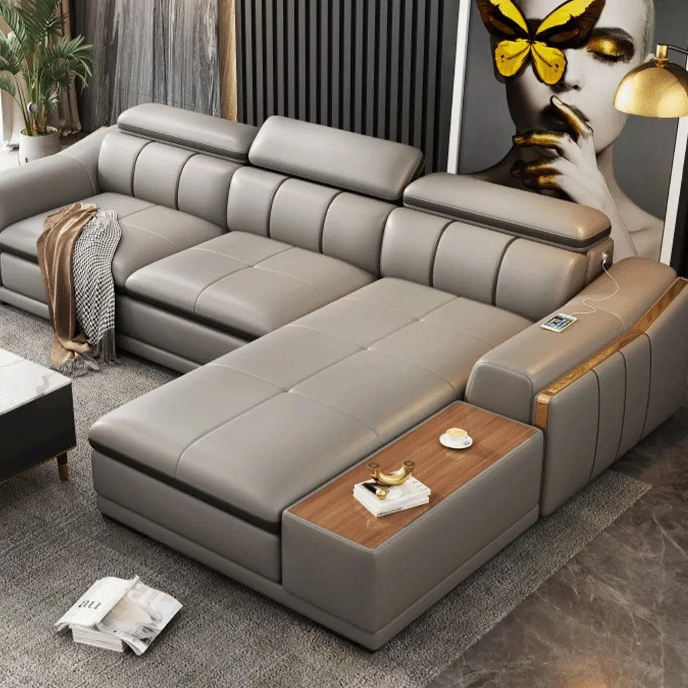 A Modern Sectional Leather Luxury Sofa Set Modular Furniture Home Multifunctional Living Room L Shape Corner Sofa