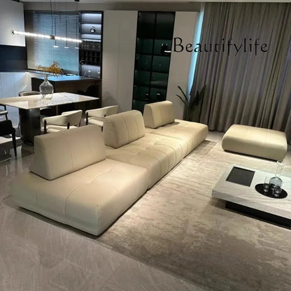 BJ Italian Minimalist Living Room Sofa Designer Tofu Block Free Lazy Module Combination Leather Art Large Sofa Bedroom Sofa