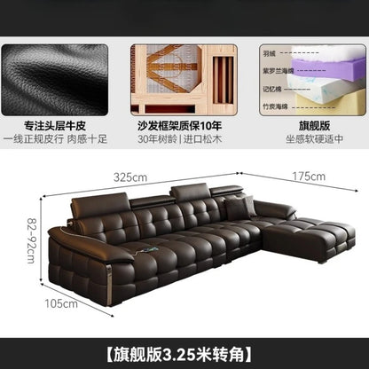 Modern Luxury Sofa Head Layer Leather Living Room Sofas Three Seat Couch Armchair Straight Row Chaise Lounges Home Furniture