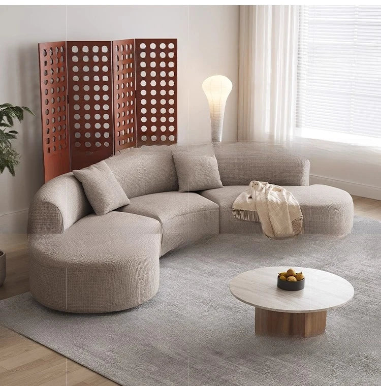 Sofa French retro medieval style curved module combination sofa wabi sandy wind large flat-floor villa fabric #