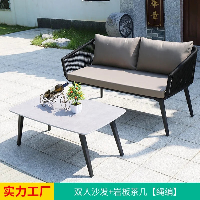 Outdoor Nordic Garden Sofas Hotel Balcony Combination Modern Garden Sofas Terrace Metal Furniture Divano Di Giardino MHHYSF
