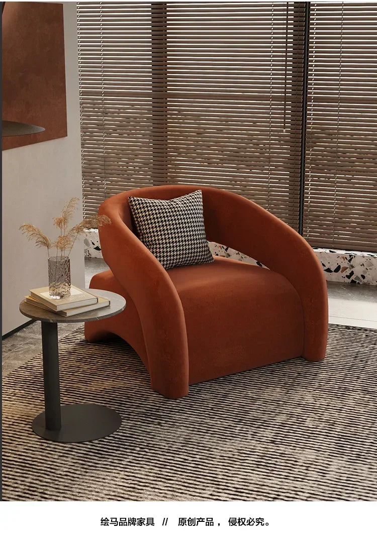 Designer Curved Single Houndstooth Couch Nordic Living Room Balcony Leisure Creative Chair