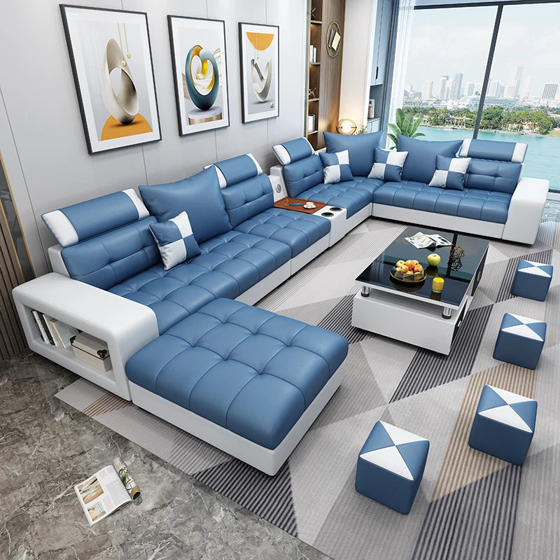 New nano three-proof latex leave-in technology fabric sofa living room size modern fully furnished furniture combination