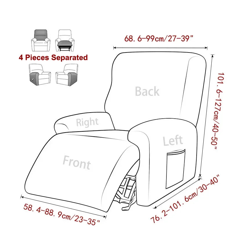 1/2/3 Seater Recliner Sofa Cover Jacquard Solid Color Stretch Couch Coushion Solid Color Sofa Slipcover for Living Room Home