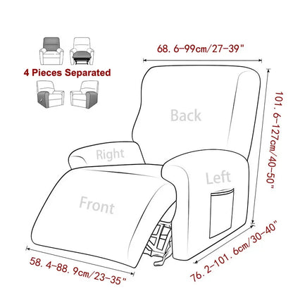 1/2/3 Seater Recliner Sofa Cover Jacquard Solid Color Stretch Couch Coushion Solid Color Sofa Slipcover for Living Room Home