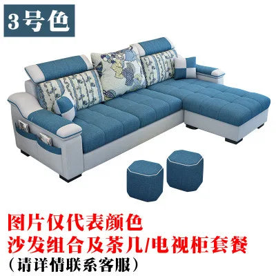 Modern Luxury Three-Seat Home Furniture L-Shape Love Sofa Set with Sponge Filling Fabric Design for Living Room Best Price