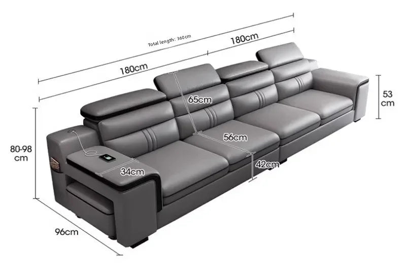 Modern Large Apartment Chaise Leather Sofa Combination Set Light Luxury Living Room Sofas Creative Office Comfortable Large Sofa