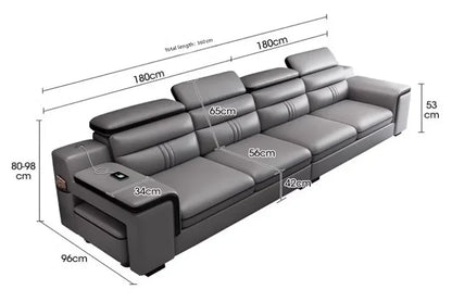 Modern Large Apartment Chaise Leather Sofa Combination Set Light Luxury Living Room Sofas Creative Office Comfortable Large Sofa