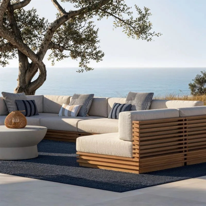 Nordic Modern Design Outdoor Rattan Furniture Rainproof Sunproof for Courtyard Balcony Villa Open-Air Leisure Outdoor Sofa Set