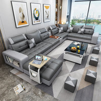 New nano three-proof latex leave-in technology fabric sofa living room size modern fully furnished furniture combination