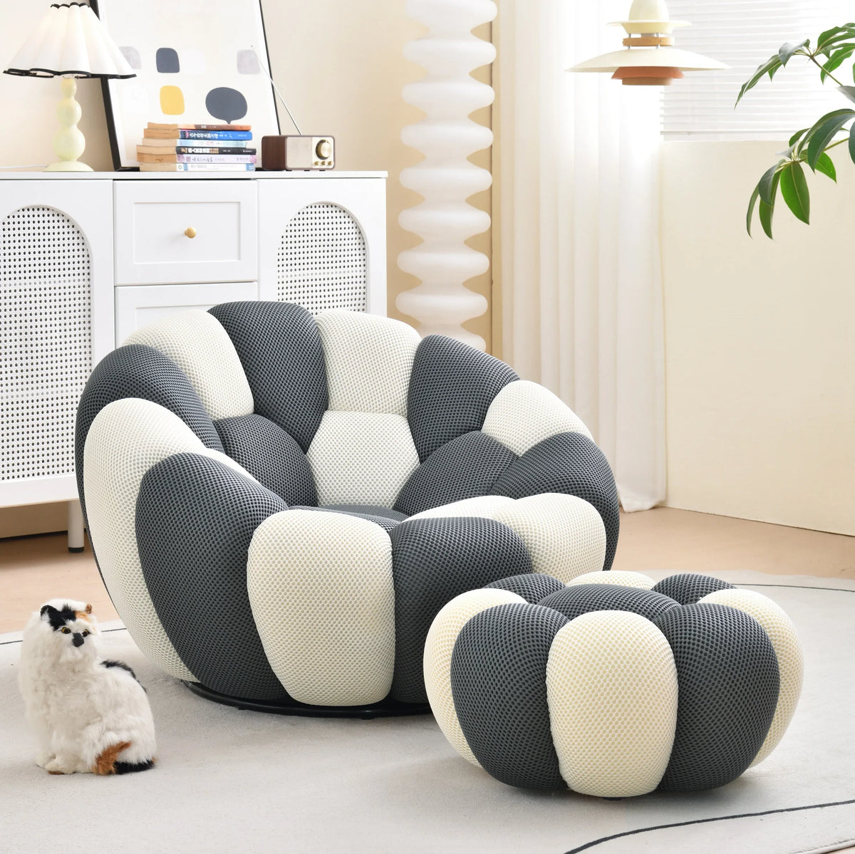 Modern Pumpkin Chair Luxury Bubble Sofa Single Lounge Seat Lazy Recliner for Bedroom Balcony Living Room Aesthetic Accent