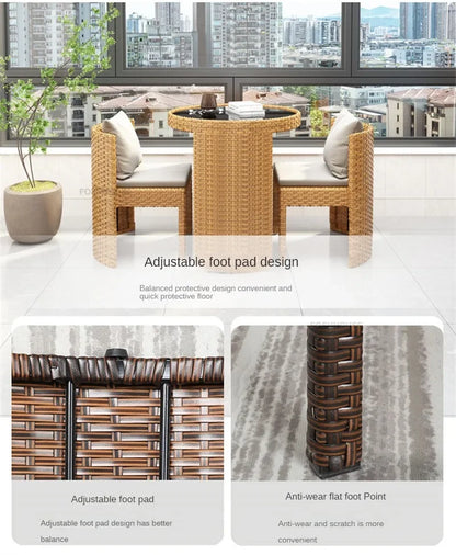 European Rattan Garden Furniture Sets Home Balcony Patio Furniture Creative Open-air Garden Furniture Combination Outdoor Set F