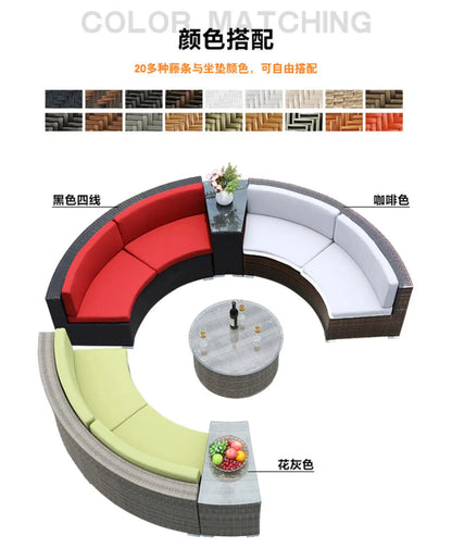 Outdoor round rattan sofa combination curved living room sofa