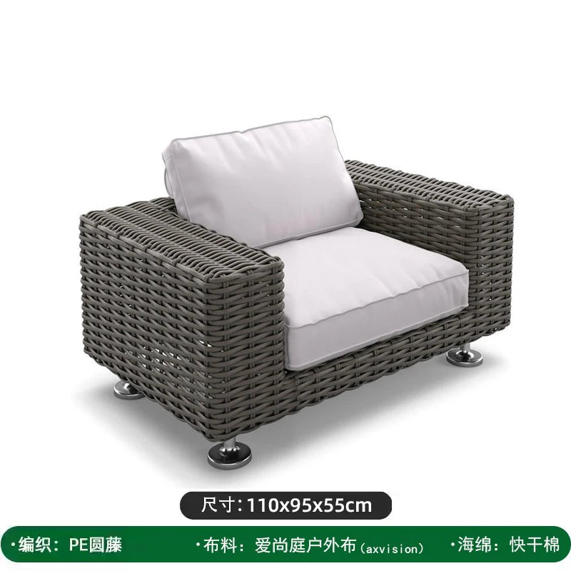 Outdoor leisure sofa, courtyard balcony, coffee table combination, outdoor outdoor garden, rattan woven leisure furniture