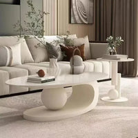 Bright Oval Coffee Tables for Tea Room Italian Rock Slab Easy To Clean Side Table Luxury Tables for Living Room a