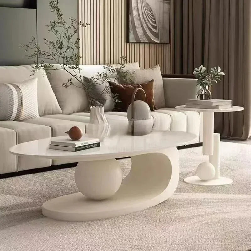 Bright Oval Coffee Tables for Tea Room Italian Rock Slab Easy To Clean Side Table Luxury Tables for Living Room a