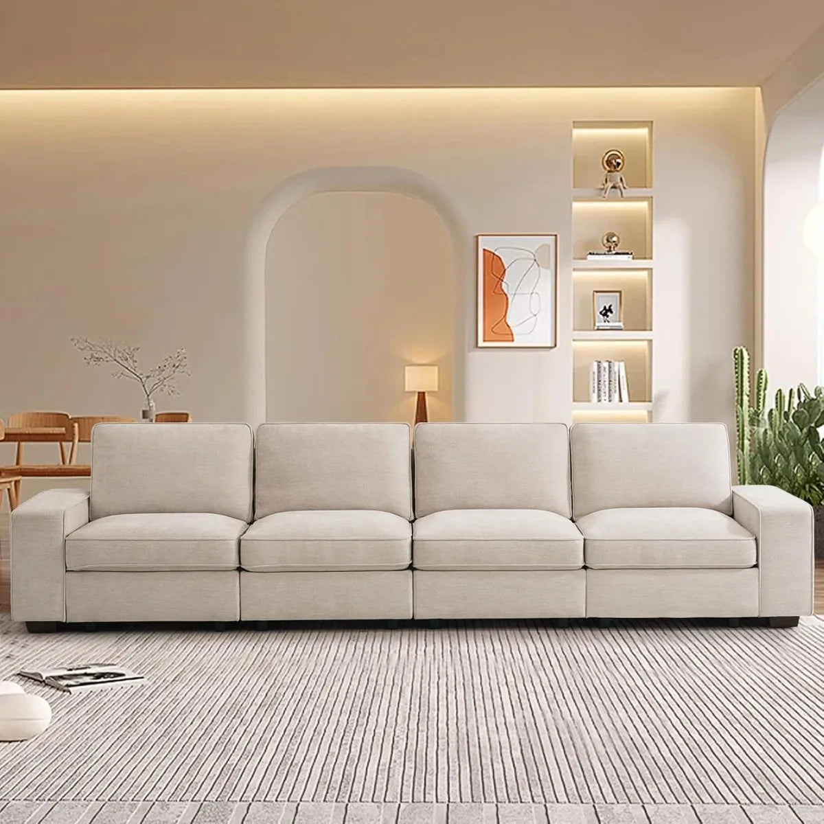 Modular Sectional Sofa for Living Room 160" Cloud Couch Down Filled U Shaped Couch with Ottoman Modern 6 Seater Convertible Sofa