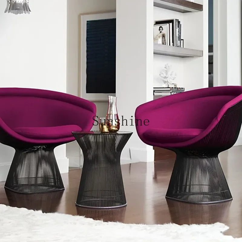 Italian modern designer stainless steel leisure single chair creative villa model room art reception chairP