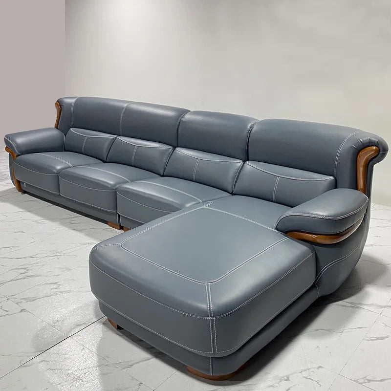 leather sofa modern simple living room combination small apartment Nordic first-layer cowhide princess corner furniture