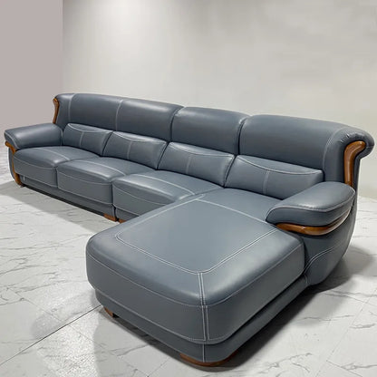 leather sofa modern simple living room combination small apartment Nordic first-layer cowhide princess corner furniture