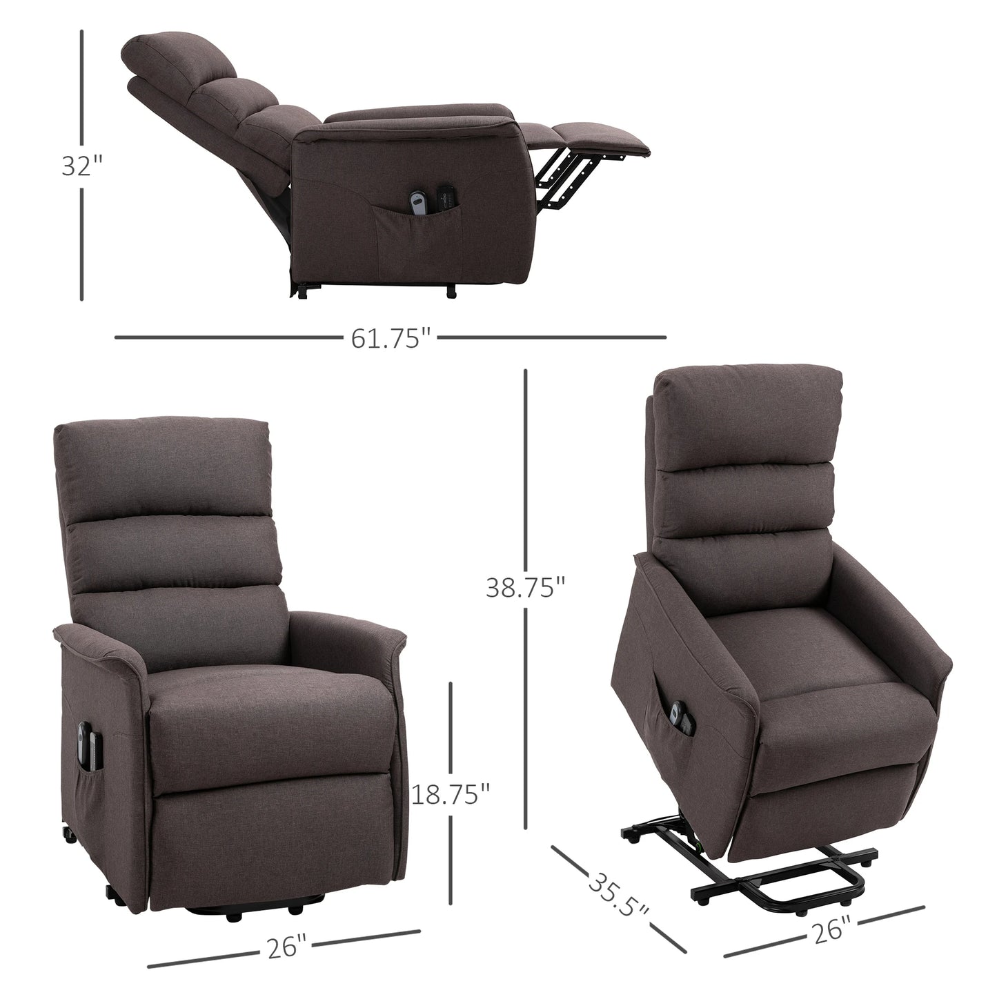 power lift chair recliner with remote for elderly heavy duty 264lb capacity infinite position up to 140 degree recline linen