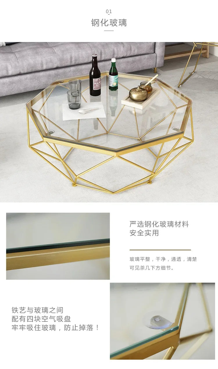 Nordic Light Luxury Tempered Glass Coffee Tables Small Apartment Sofa Side Table Simple Iron Corner Table Living Room Furniture