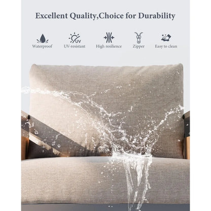 Outdoor Aluminum Patio Furniture - 1 Pcs 3-Seat, All-Weather Metal Modern Outside Sofa with Washable Thick Cushion for Garden