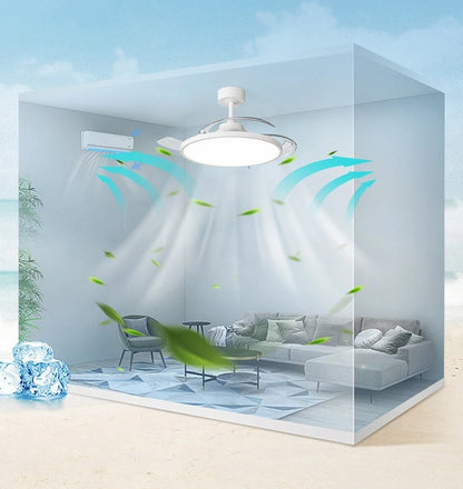 Ultra Thin Ceiling Fan lamps Retractable Fan Blade with Remote Control Fan for Room Bedroom Living Room Led Lighting AC95-260V