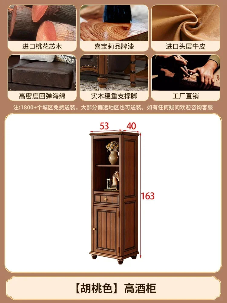 Solid wood leather sofa combination living room simple whole house furniture