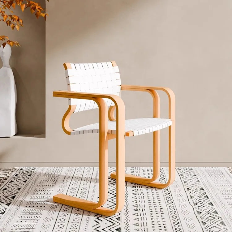 Mocha Woven Chair Antique Internet Celebrity Woven Solid Wood Office Computer Chair Hemp Rope Chair