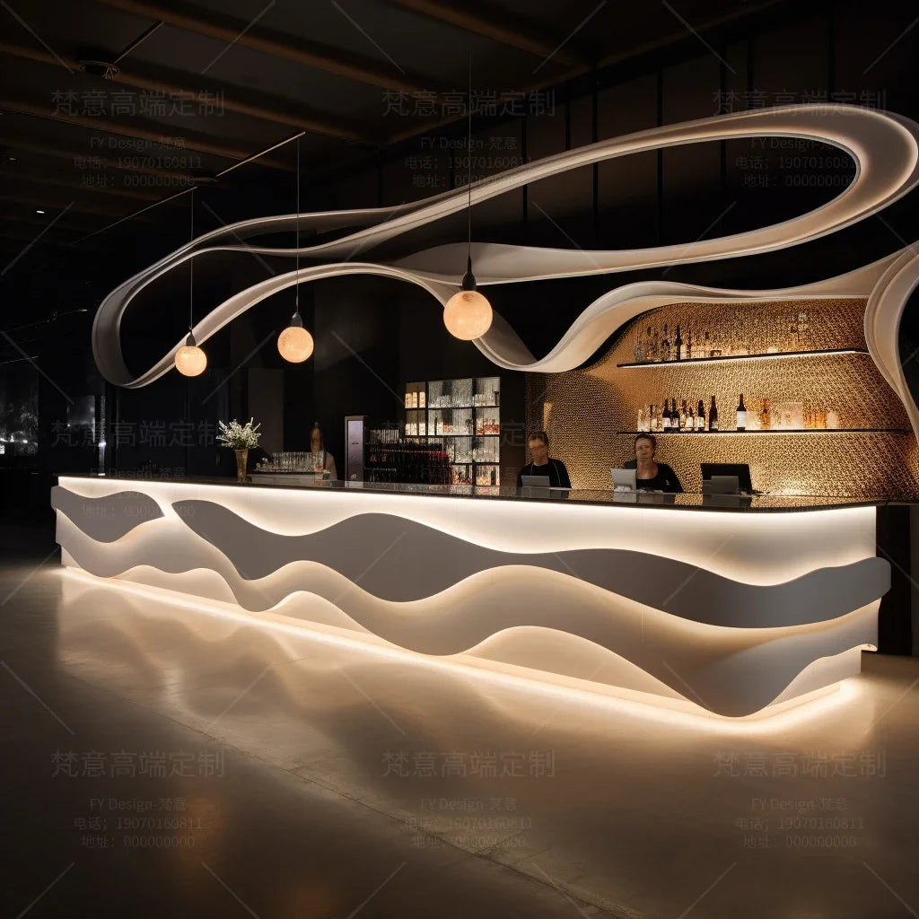 Painting front desk FRP reception desk Special-shaped creative service Bar counter Company information desk customization